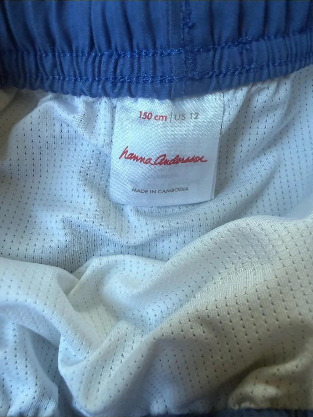Hanna Andersson Boys Blue Swim Trunks with red Trim